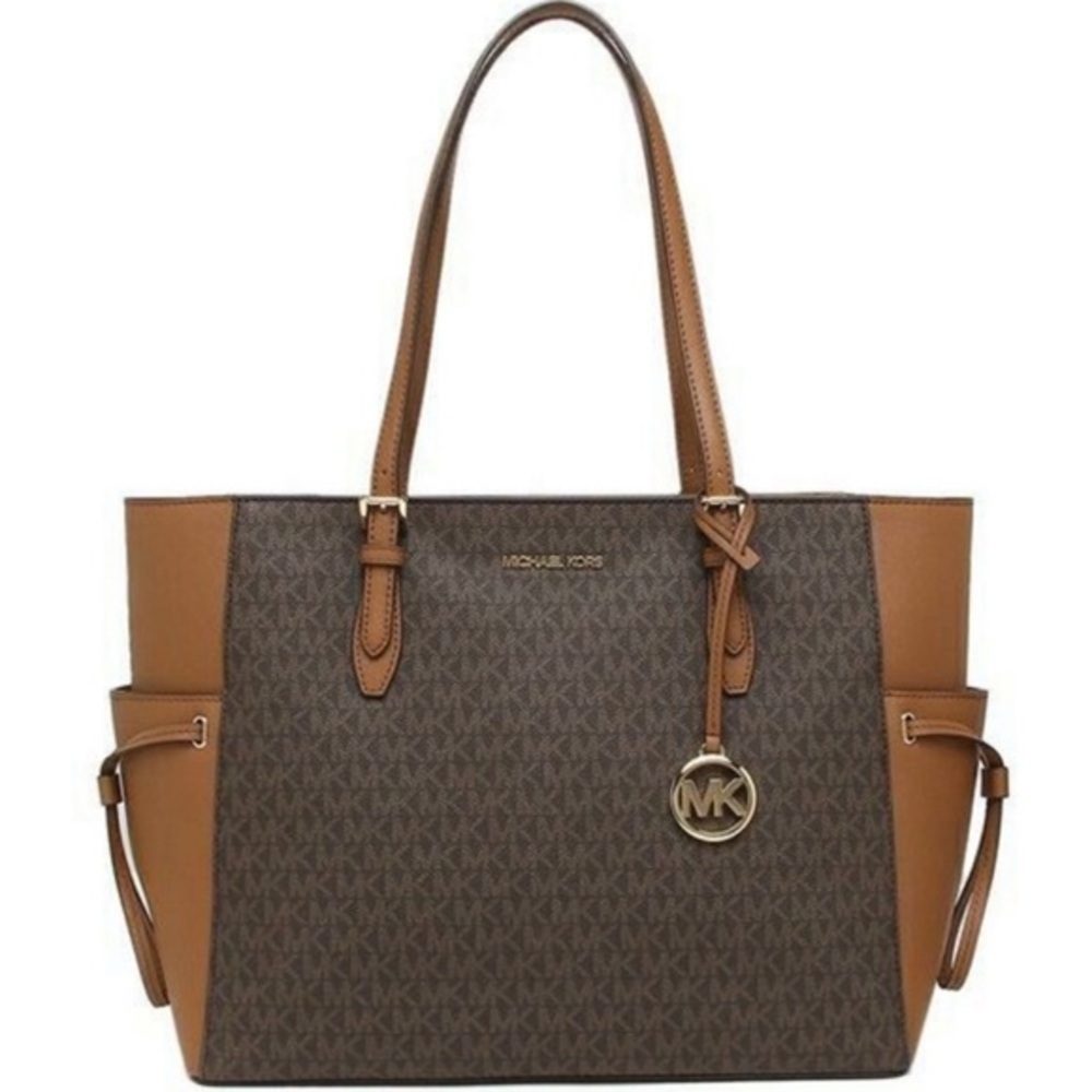 MICHAEL KORS GILLY LARGE DRAWSTRING TOTE BROWN SIGNATURE COLOR